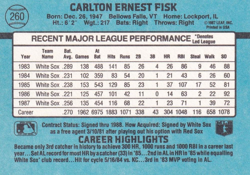 Carlton Fisk  baseball card collectible - Main Image 2