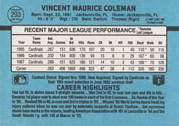 Vince Coleman  baseball card collectible - Main Image 2