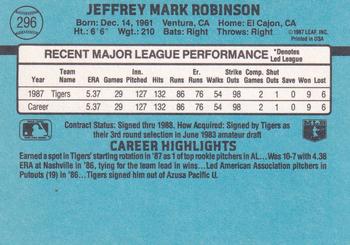 Jeff Robinson  baseball card collectible - Main Image 2