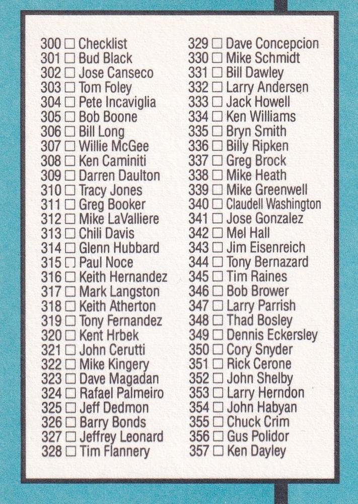Checklist: 248-357  baseball card collectible - Main Image 2