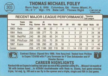 Tom Foley  baseball card collectible - Main Image 2