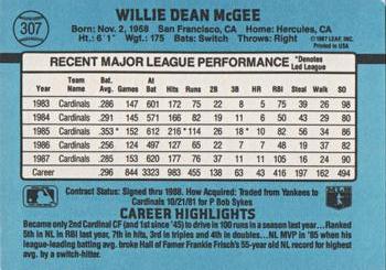 Willie McGee  baseball card collectible - Main Image 2