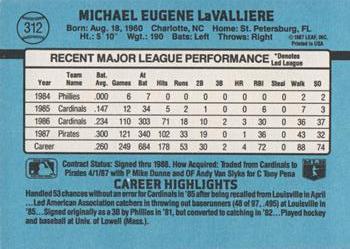 Mike LaValliere  baseball card collectible - Main Image 2