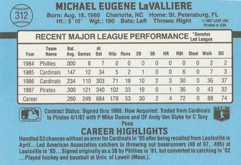 Mike LaValliere  baseball card collectible - Main Image 2