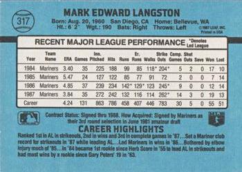 Mark Langston  baseball card collectible - Main Image 2