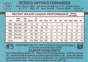 Tony Fernandez  baseball card collectible - Main Image 2