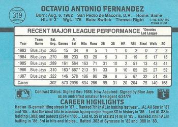 Tony Fernandez  baseball card collectible - Main Image 2