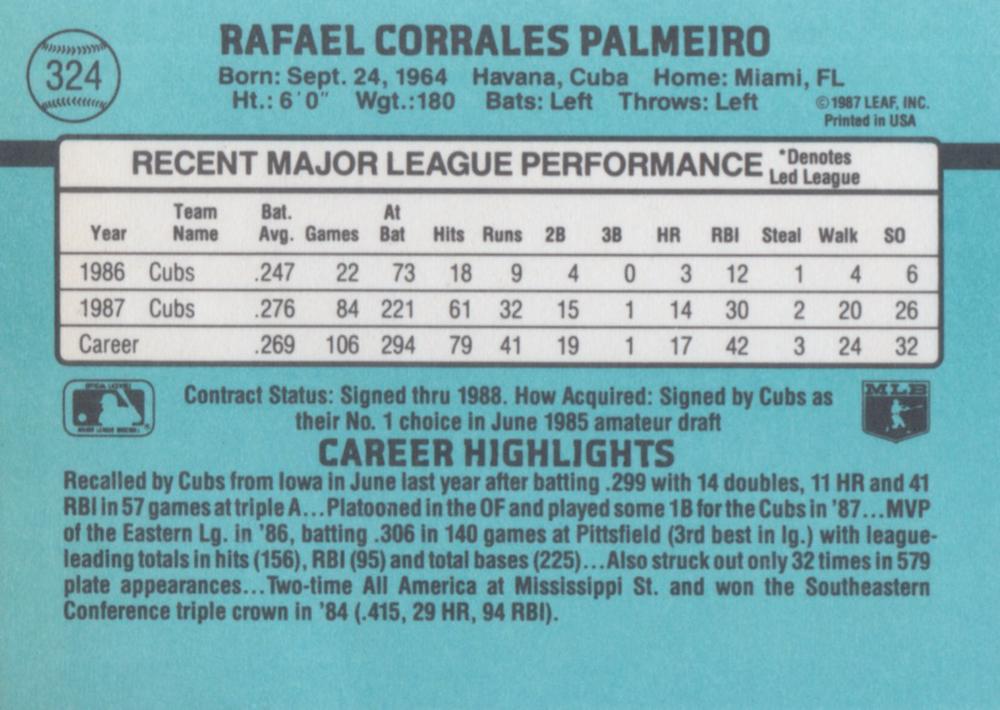 Rafael Palmeiro  baseball card collectible - Main Image 2