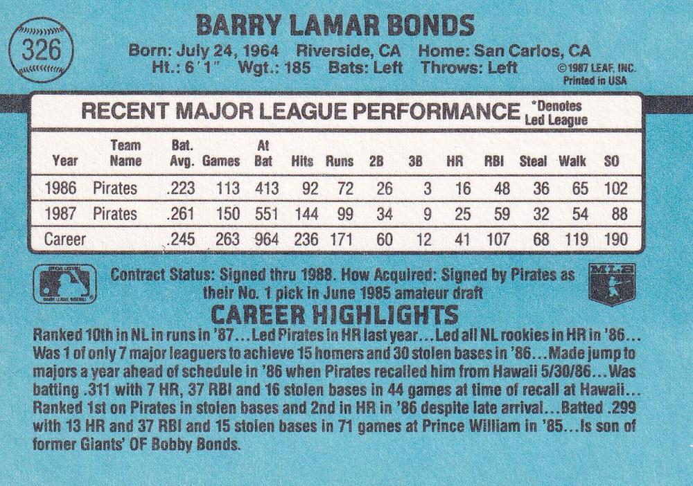 Barry Bonds  baseball card collectible - Main Image 2