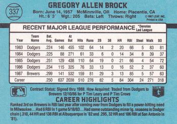 Greg Brock  baseball card collectible - Main Image 2