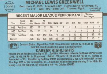 Mike Greenwell  baseball card collectible - Main Image 2