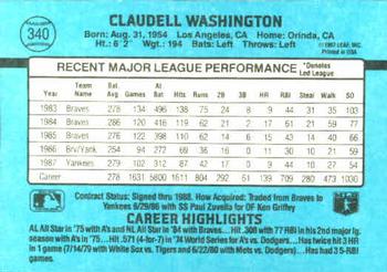 Claudell Washington  baseball card collectible - Main Image 2