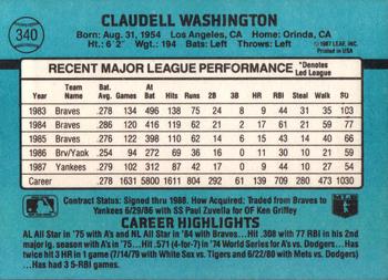 Claudell Washington  baseball card collectible - Main Image 2