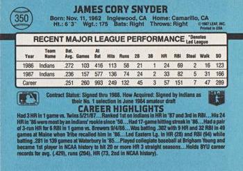 Cory Snyder  baseball card collectible - Main Image 2