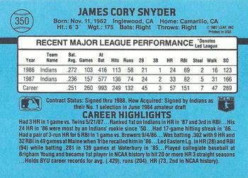 Cory Snyder  baseball card collectible - Main Image 2
