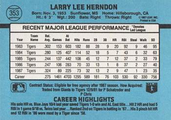 Larry Herndon  baseball card collectible - Main Image 2