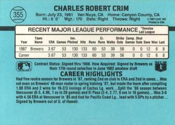 Chuck Crim  baseball card collectible - Main Image 2