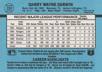 Danny Darwin  baseball card collectible - Main Image 2