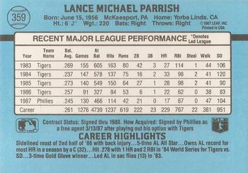 Lance Parrish  baseball card collectible - Main Image 2