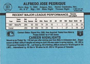 Al Pedrique  baseball card collectible - Main Image 2