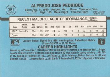 Al Pedrique  baseball card collectible - Main Image 2
