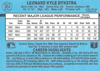 Len Dykstra  baseball card collectible - Main Image 2