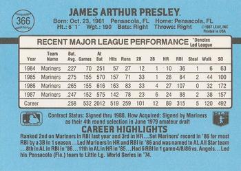 Jim Presley  baseball card collectible - Main Image 2