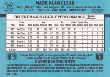 Mark Clear  baseball card collectible - Main Image 2