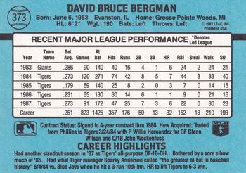 Dave Bergman  baseball card collectible - Main Image 2