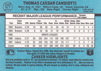 Tom Candiotti  baseball card collectible - Main Image 2