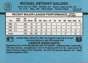 Mike Gallego  baseball card collectible - Main Image 2