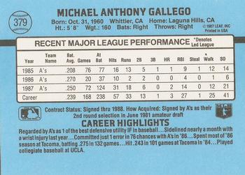 Mike Gallego  baseball card collectible - Main Image 2