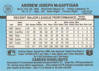 Andy McGaffigan  baseball card collectible - Main Image 2