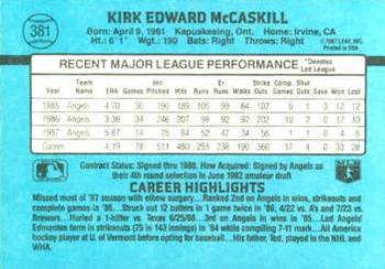 Kirk McCaskill  baseball card collectible - Main Image 2