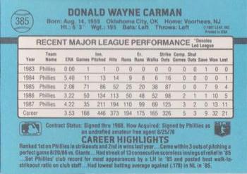 Don Carman  baseball card collectible - Main Image 2