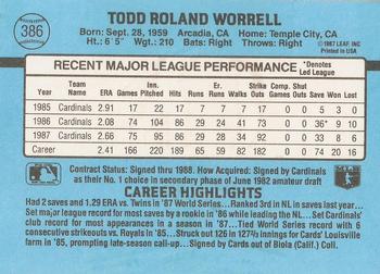 Todd Worrell  baseball card collectible - Main Image 2