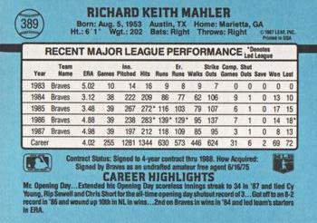 Rick Mahler  baseball card collectible - Main Image 2