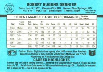 Bob Dernier  baseball card collectible - Main Image 2