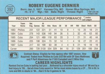 Bob Dernier  baseball card collectible - Main Image 2
