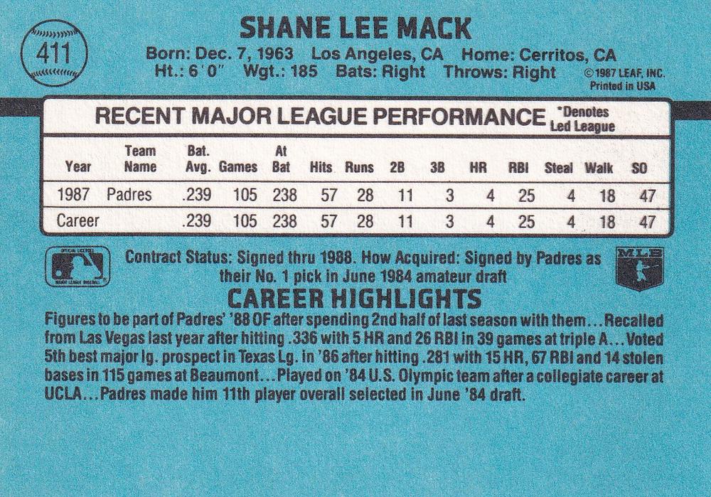 Shane Mack  baseball card collectible - Main Image 2