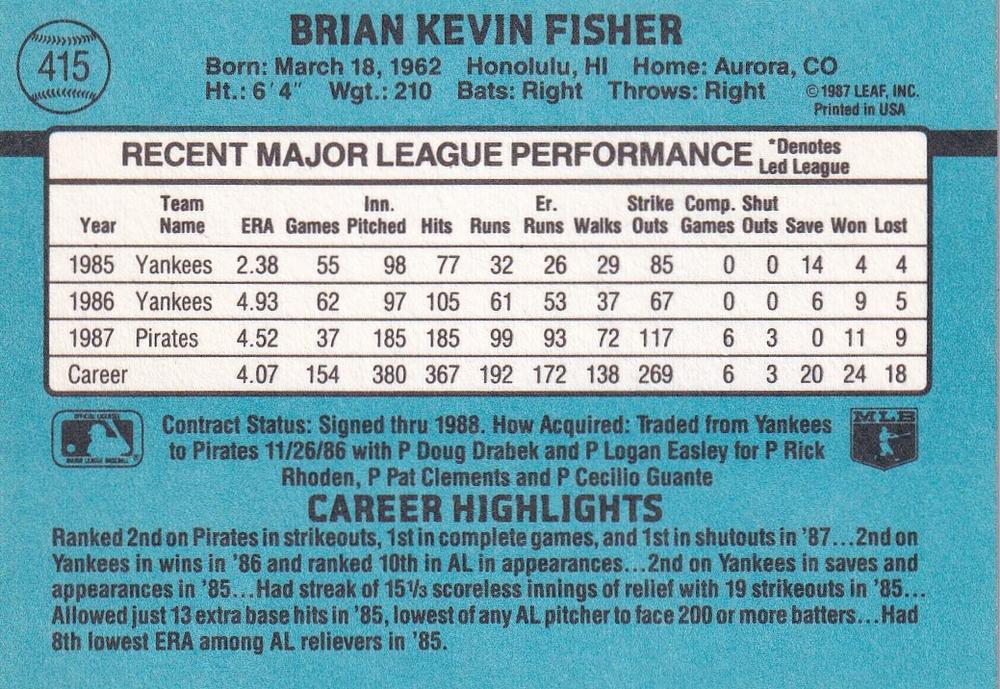 Brian Fisher  baseball card collectible - Main Image 2