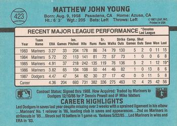 Matt Young  baseball card collectible - Main Image 2