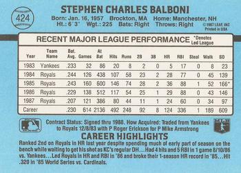 Steve Balboni  baseball card collectible - Main Image 2