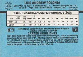 Luis Polonia  baseball card collectible - Main Image 2