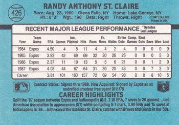 Randy St. Claire  baseball card collectible - Main Image 2