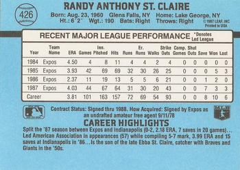 Randy St. Claire  baseball card collectible - Main Image 2