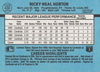 Ricky Horton  baseball card collectible - Main Image 2