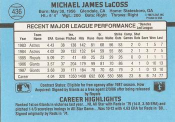 Mike LaCoss  baseball card collectible - Main Image 2