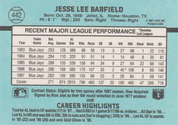 Jesse Barfield  baseball card collectible - Main Image 2