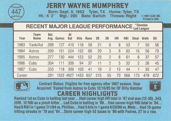 Jerry Mumphrey  baseball card collectible - Main Image 2